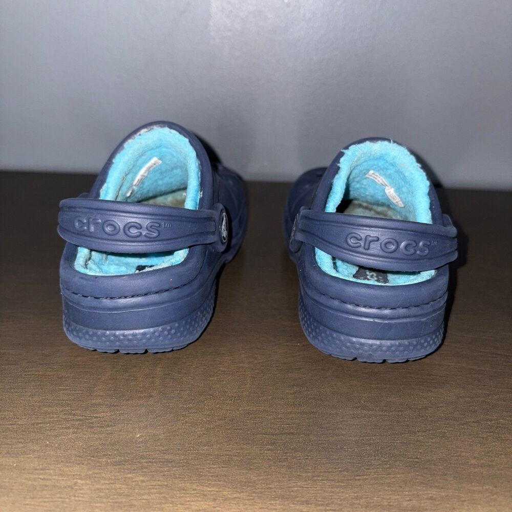 Crocs Lined Clogs Slip On Shoes Toddler Kids 6 C 7 Blue - Picture 6 of 10